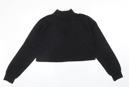 I SAW IT FIRST Womens Black Cotton Pullover Sweatshirt Size 12 Zip - Cropped