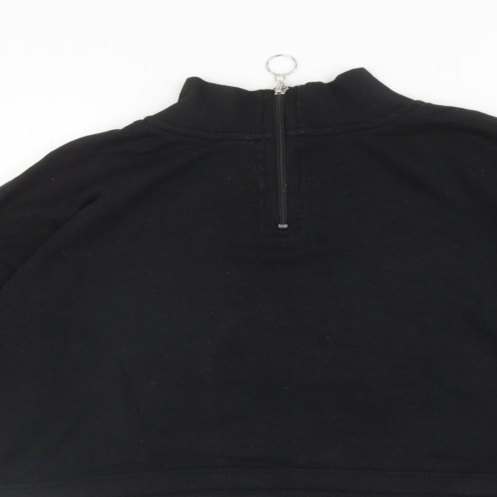 I SAW IT FIRST Womens Black Cotton Pullover Sweatshirt Size 12 Zip - Cropped