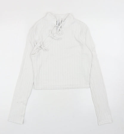 Womens UK Size 12 COLLUSION White Basic T-Shirt