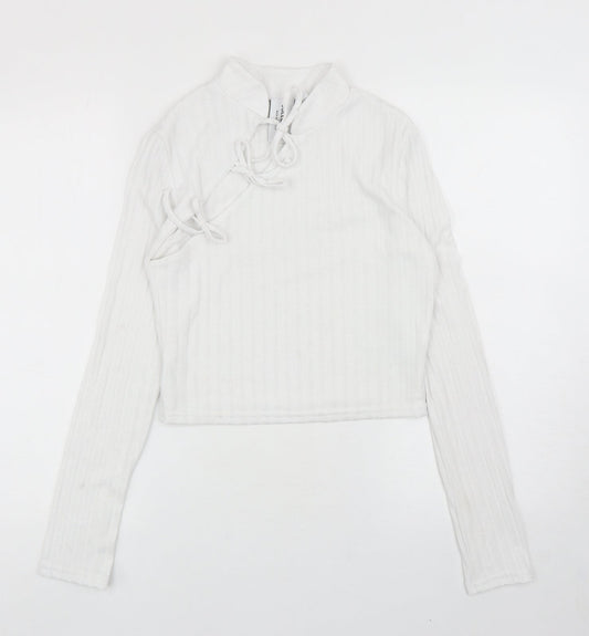 Womens UK Size 12 COLLUSION White Basic T-Shirt
