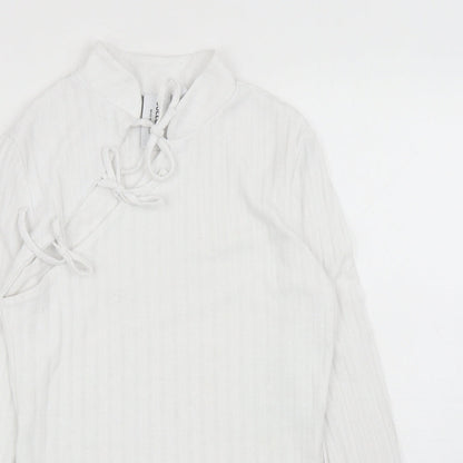 Womens UK Size 12 COLLUSION White Basic T-Shirt