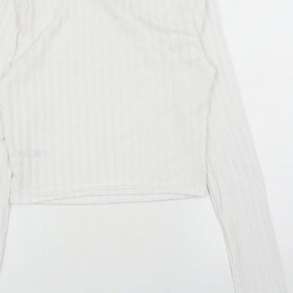 Womens UK Size 12 COLLUSION White Basic T-Shirt
