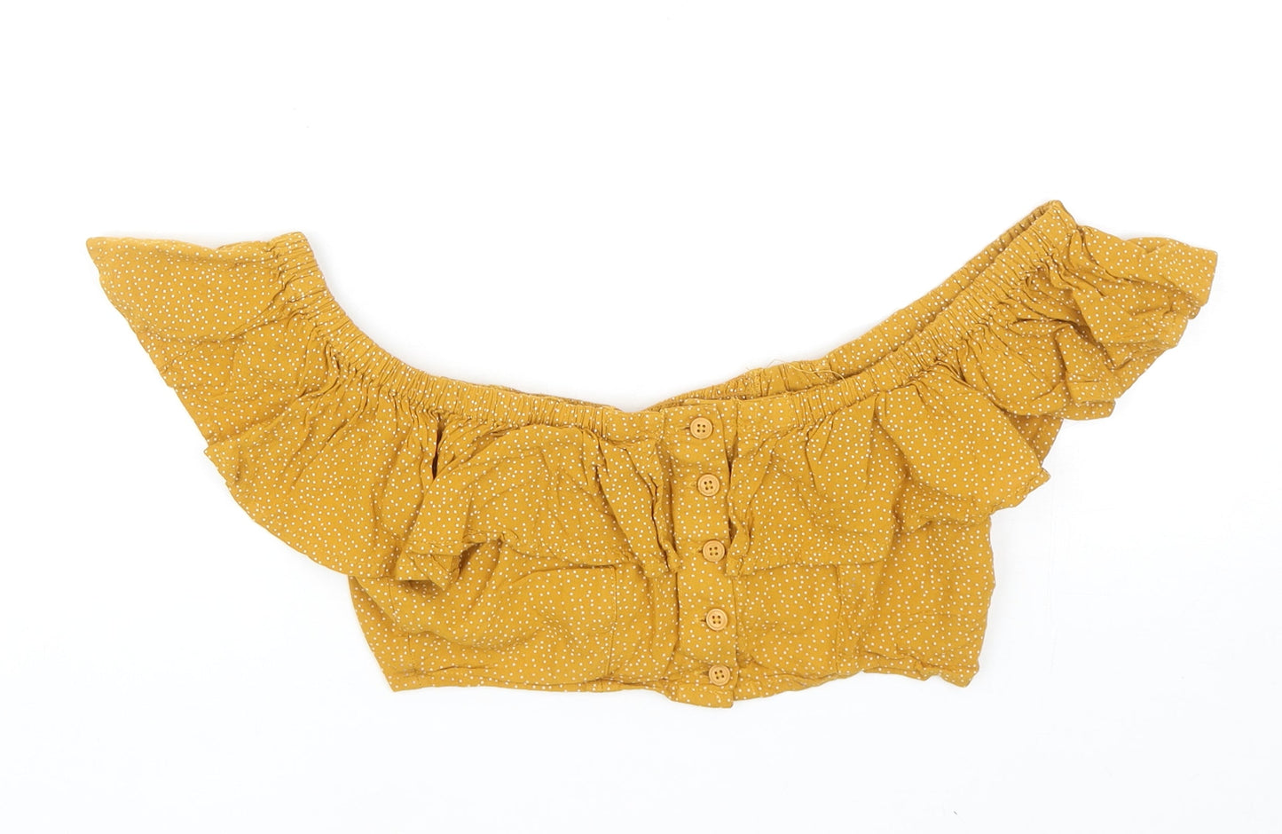 Womens UK Size 10 Topshop Yellow Cropped Blouse