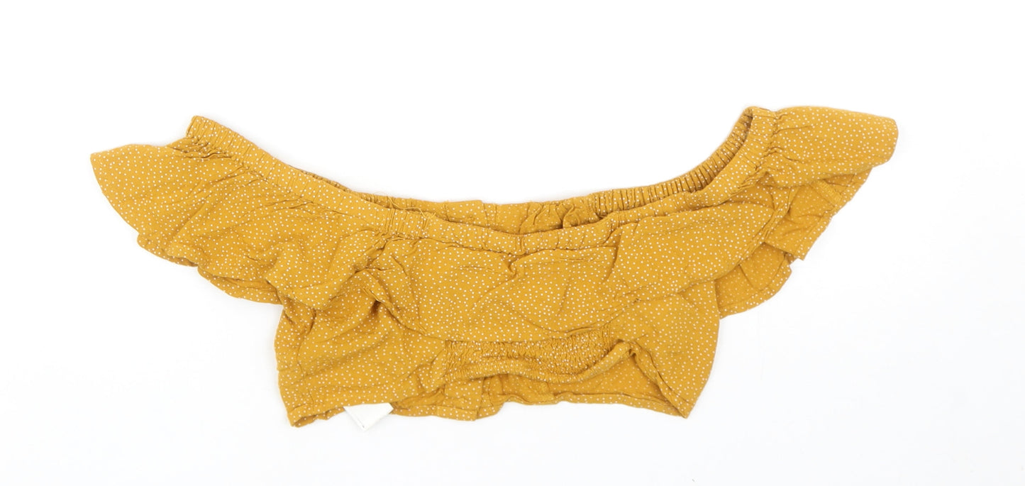 Womens UK Size 10 Topshop Yellow Cropped Blouse