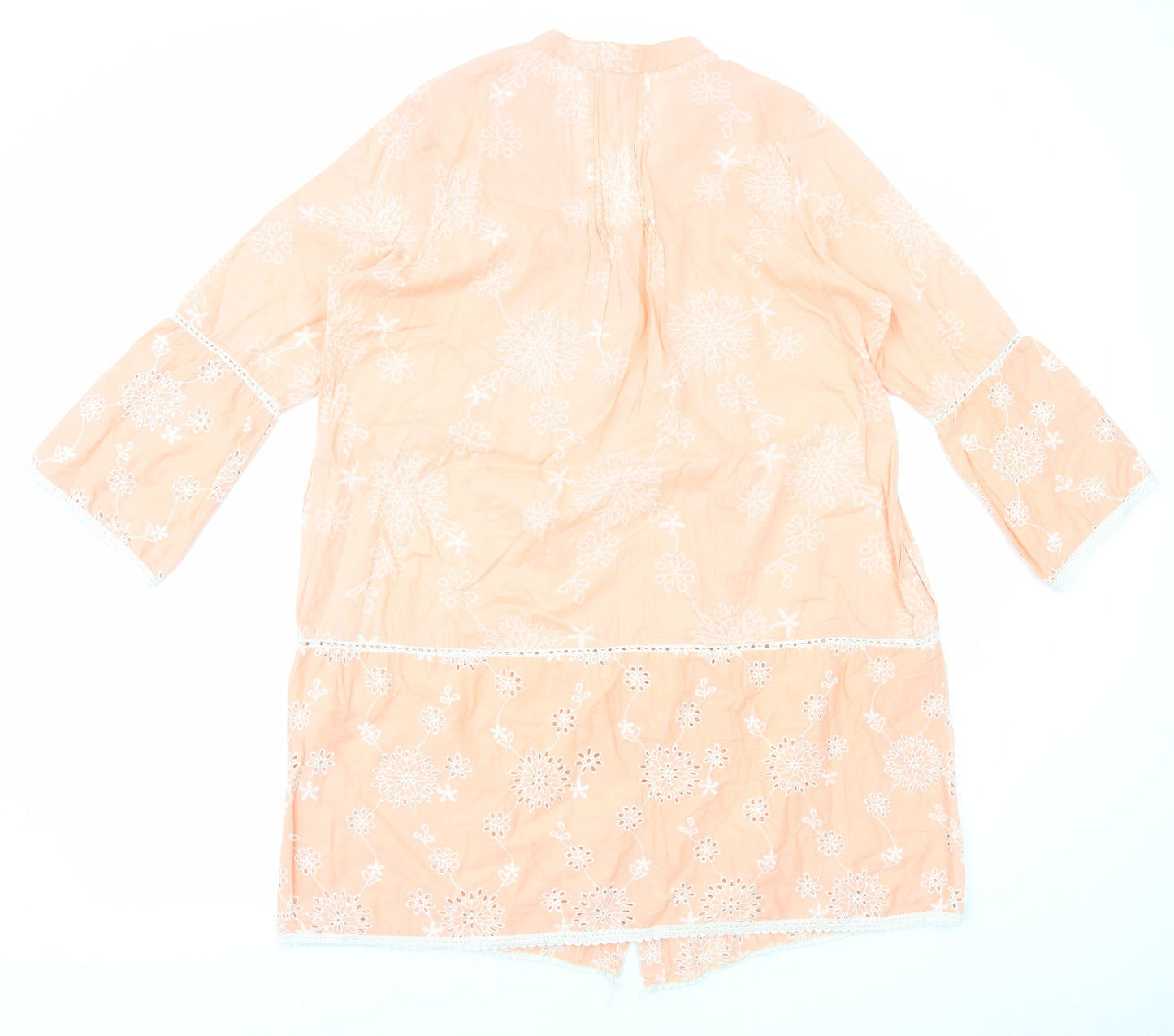 Preworn Womens Pink Cotton Shift Size L V-Neck Button