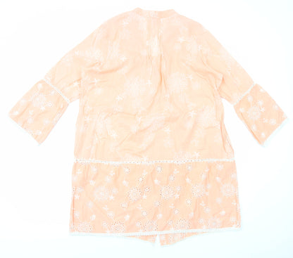 Preworn Womens Pink Cotton Shift Size L V-Neck Button