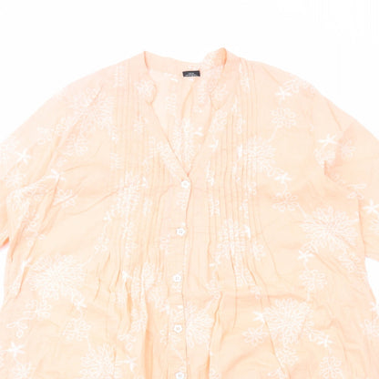 Preworn Womens Pink Cotton Shift Size L V-Neck Button