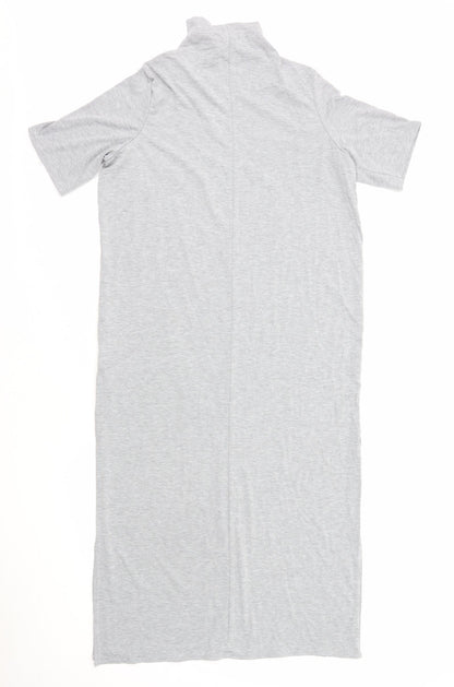 Nasty Gal Womens Grey Viscose T-Shirt Dress Size 12 Mock Neck Pullover