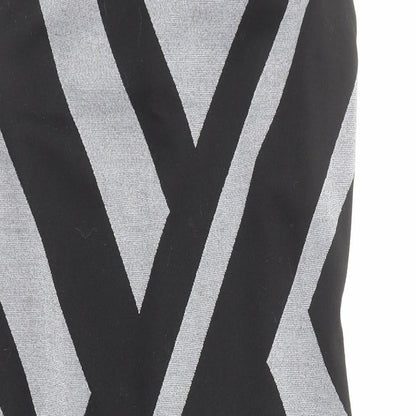 Principles Womens Black Geometric Polyester A-Line Size 12 Mock Neck Zip