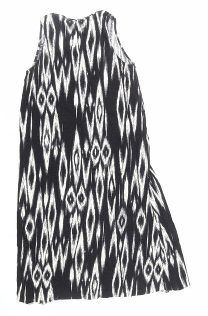 H&M Womens Black Geometric Polyester A-Line Size XS V-Neck Pullover