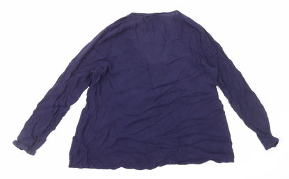 Papaya Womens Blue Viscose Basic Blouse Size 10 Square Neck