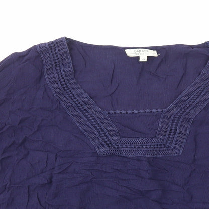 Papaya Womens Blue Viscose Basic Blouse Size 10 Square Neck