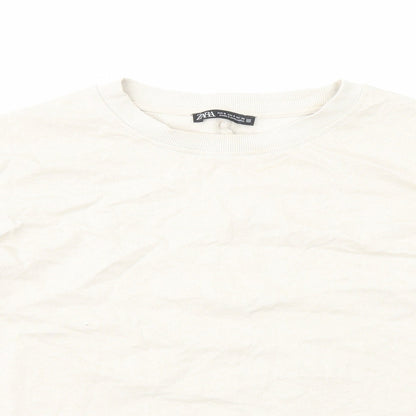 Zara Womens Beige Cotton Pullover Sweatshirt Size S Pullover