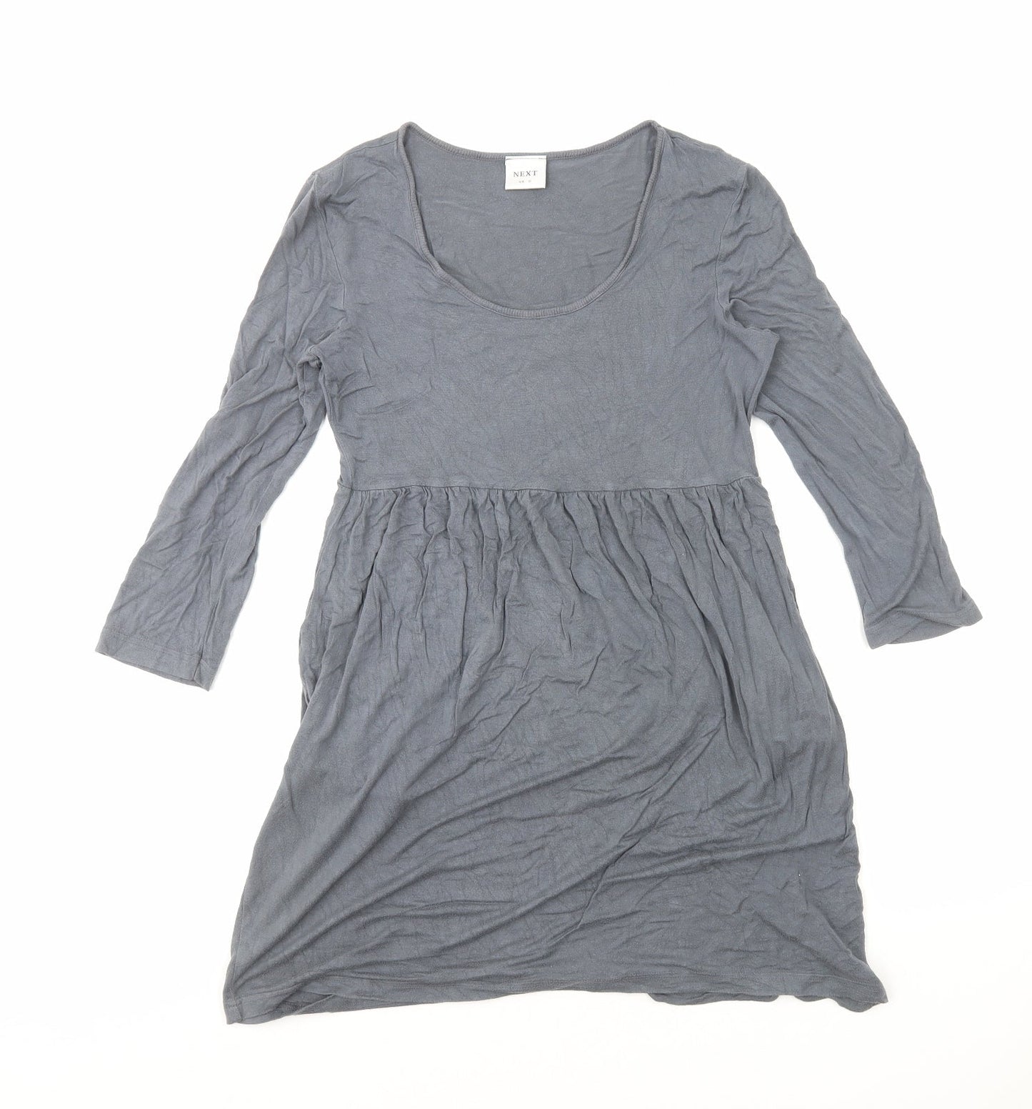 NEXT Womens Grey Viscose Skater Dress Size 10 Scoop Neck Pullover