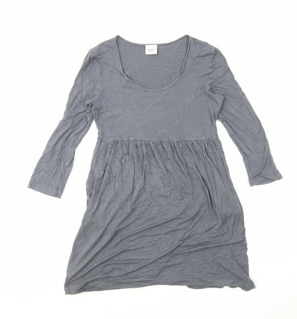 NEXT Womens Grey Viscose Skater Dress Size 10 Scoop Neck Pullover