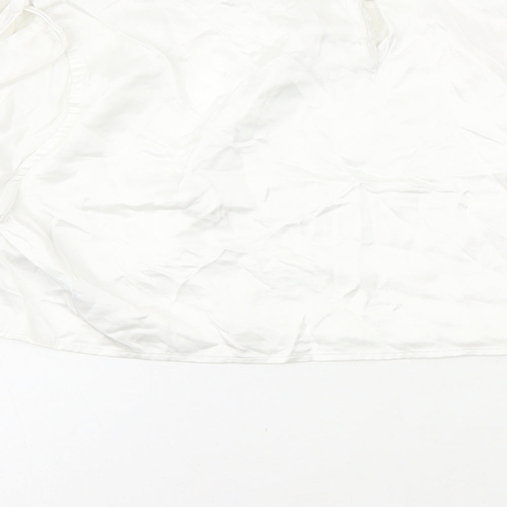 Bershka Womens White Polyester Cropped T-Shirt Size M Round Neck - Arm Cut Outs