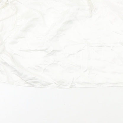 Bershka Womens White Polyester Cropped T-Shirt Size M Round Neck - Arm Cut Outs