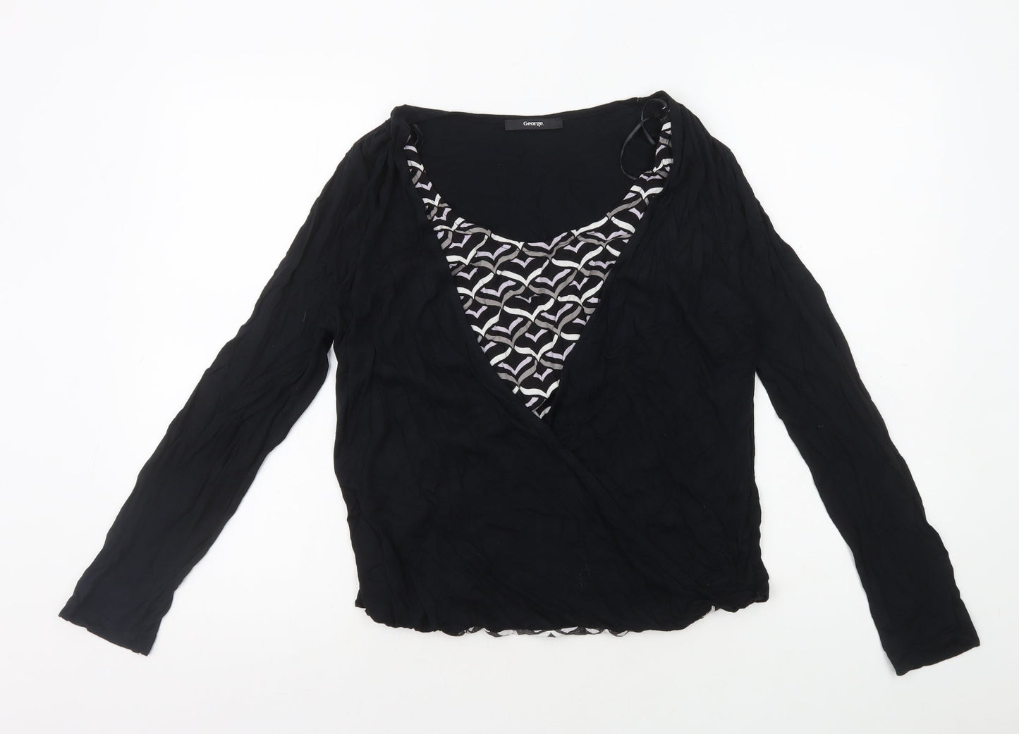 George Womens Multicoloured Geometric Viscose Basic Blouse Size 14 Scoop Neck