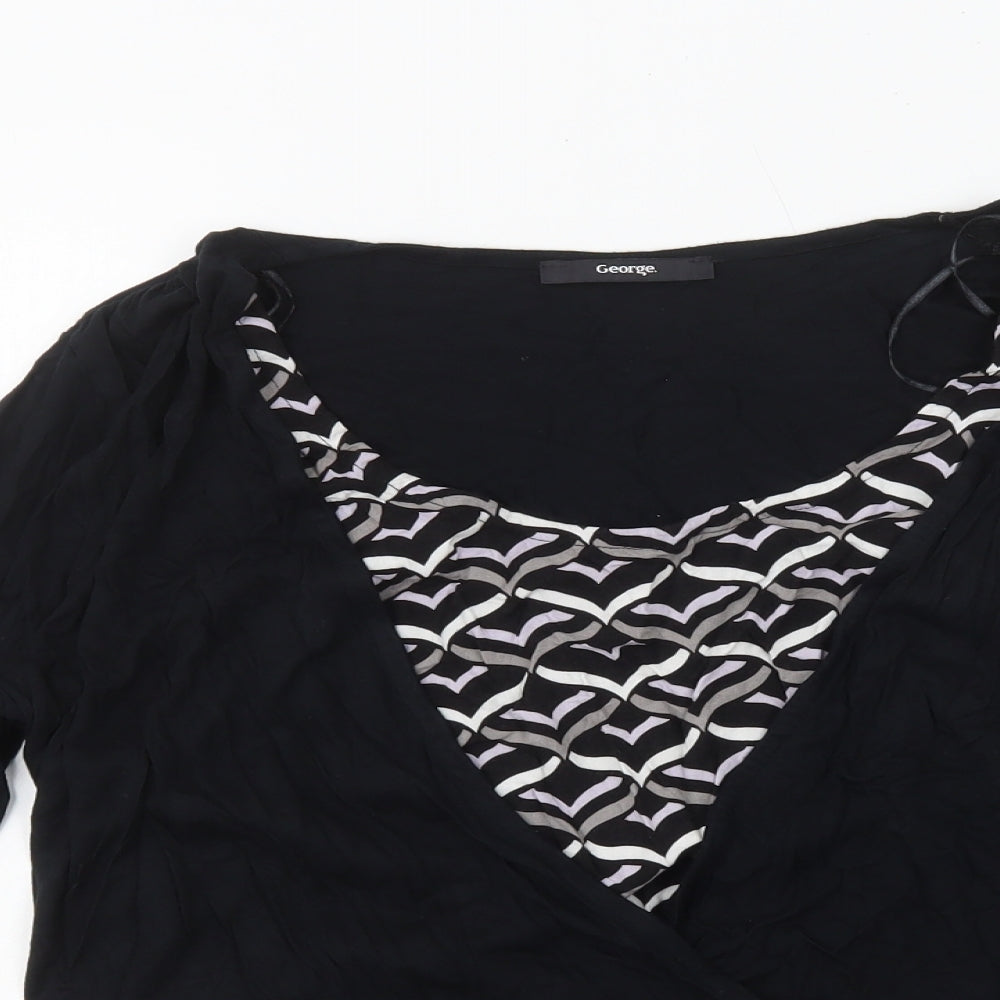 George Womens Multicoloured Geometric Viscose Basic Blouse Size 14 Scoop Neck