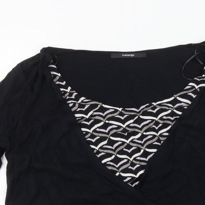 George Womens Multicoloured Geometric Viscose Basic Blouse Size 14 Scoop Neck