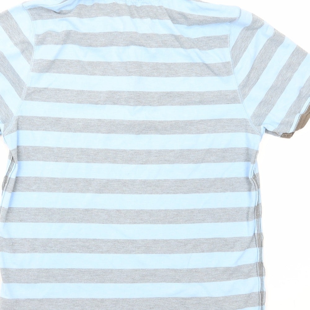 Topman Mens Blue Striped Polyester Polo Size M Collared Pullover