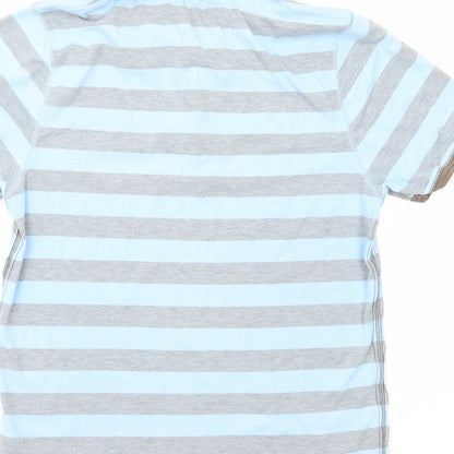 Topman Mens Blue Striped Polyester Polo Size M Collared Pullover