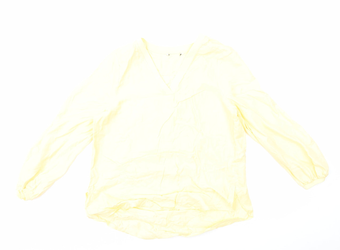 Womens UK Size 14 Marks and Spencer Yellow Basic T-Shirt