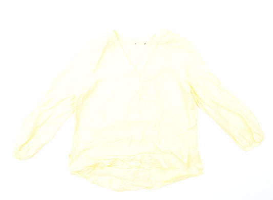 Womens UK Size 14 Marks and Spencer Yellow Basic T-Shirt