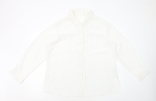 Berkertex Womens White Polyester Basic Button-Up Size 20 Collared
