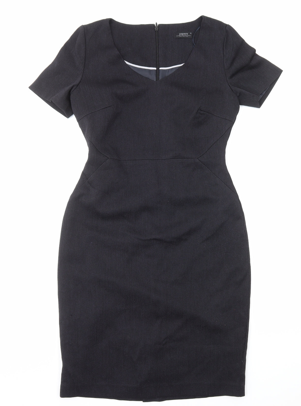 Papaya Womens Black Polyester Pencil Dress Size 10 Scoop Neck Zip