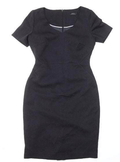 Papaya Womens Black Polyester Pencil Dress Size 10 Scoop Neck Zip