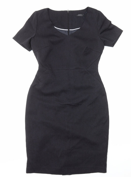 Papaya Womens Black Polyester Pencil Dress Size 10 Scoop Neck Zip