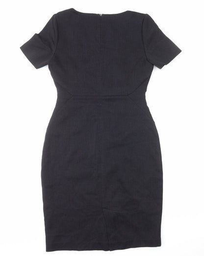 Papaya Womens Black Polyester Pencil Dress Size 10 Scoop Neck Zip