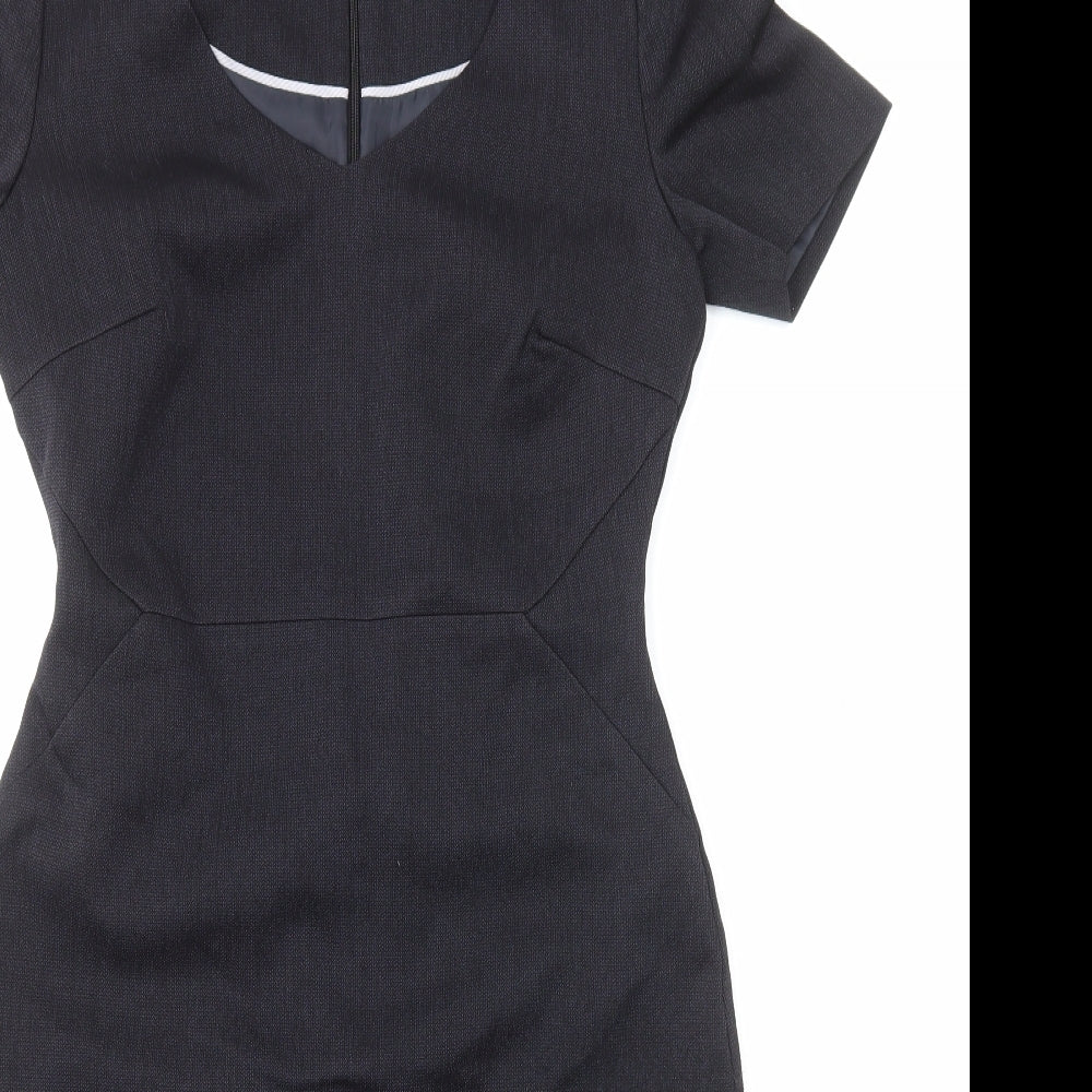 Papaya Womens Black Polyester Pencil Dress Size 10 Scoop Neck Zip