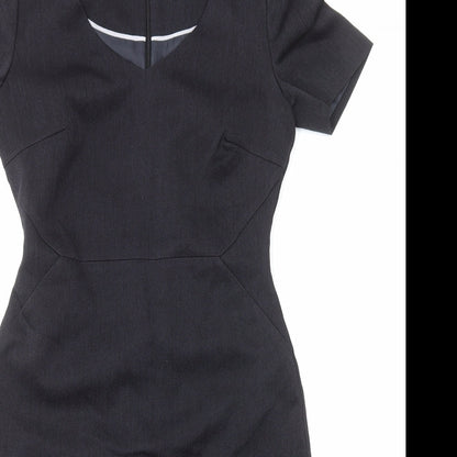 Papaya Womens Black Polyester Pencil Dress Size 10 Scoop Neck Zip