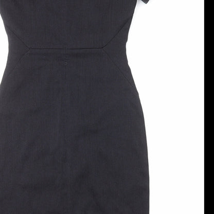Papaya Womens Black Polyester Pencil Dress Size 10 Scoop Neck Zip