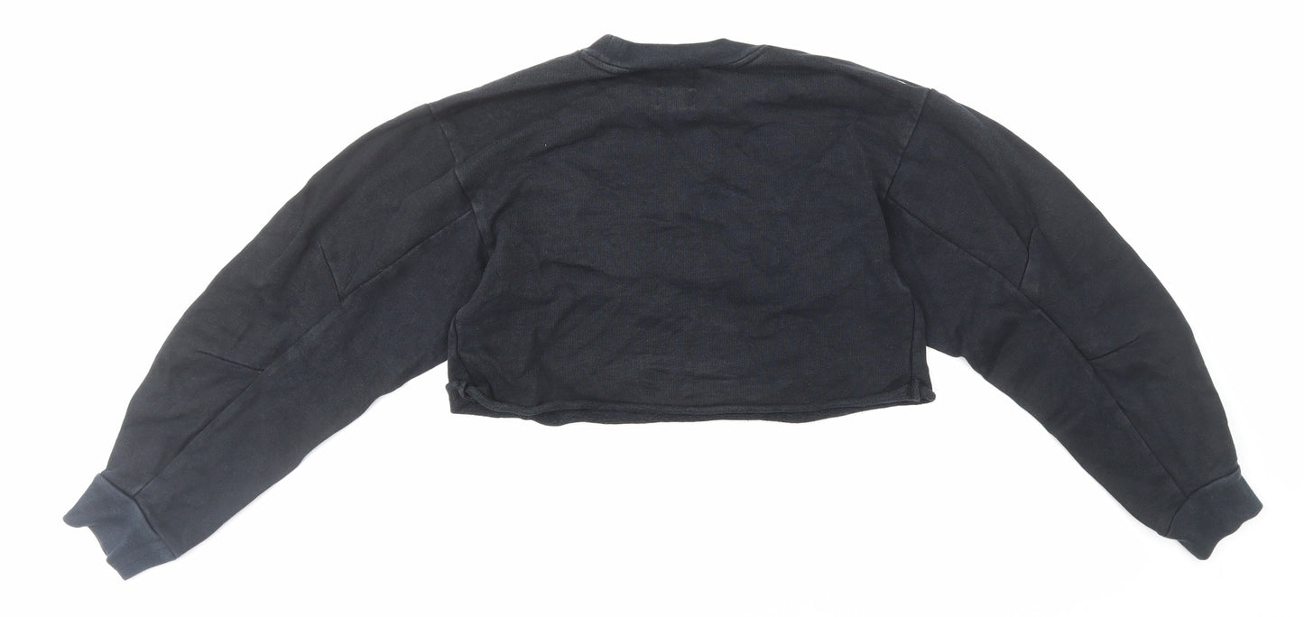 River Island Womens Black 100% Cotton Pullover Sweatshirt Size 8 Pullover - Cropped
