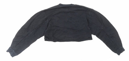 River Island Womens Black 100% Cotton Pullover Sweatshirt Size 8 Pullover - Cropped