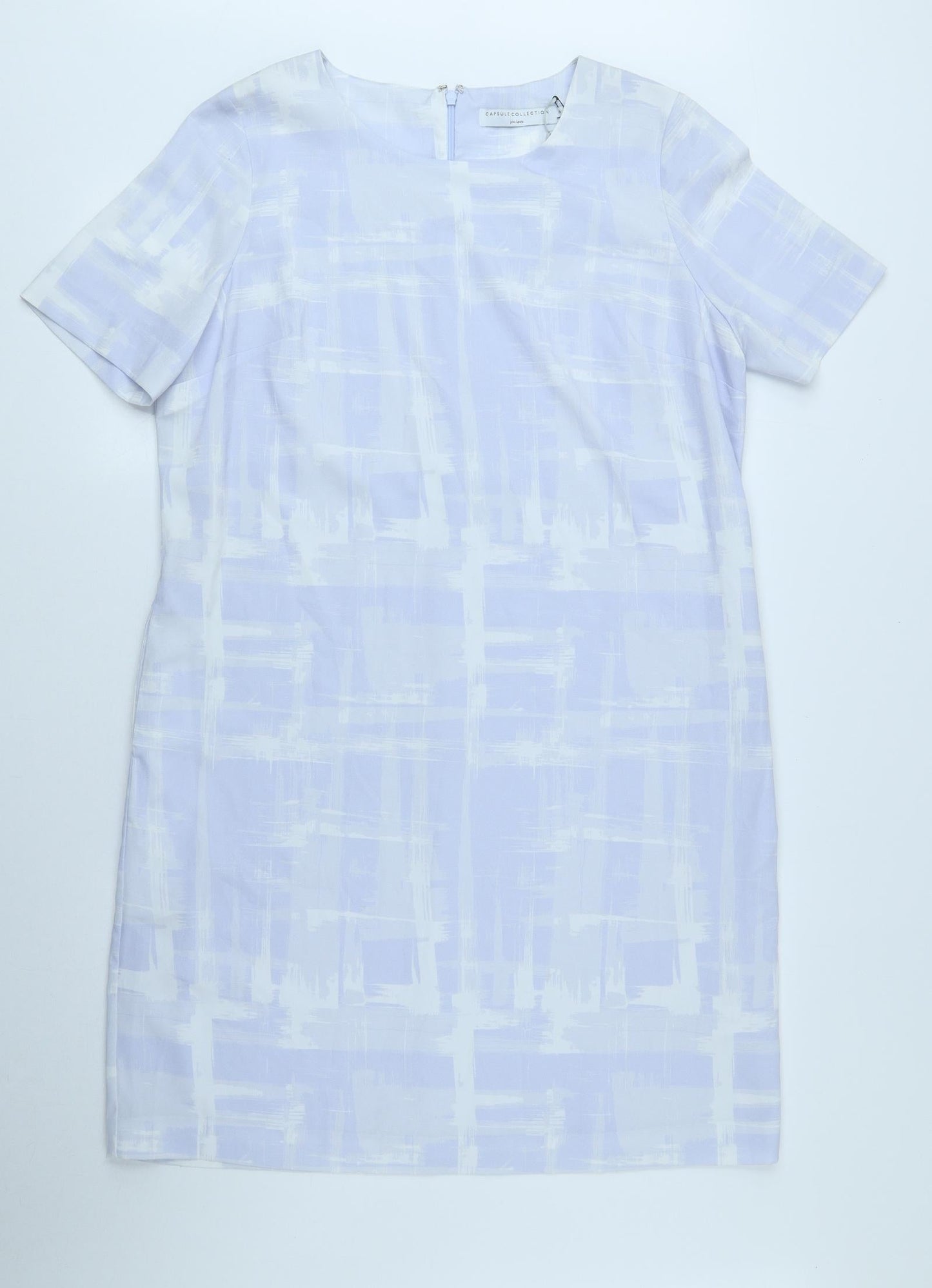 John Lewis Womens Purple Geometric Polyester Sheath Size 14 Round Neck Zip