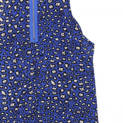 Glamorous Womens Blue Animal Print Polyester Camisole Tank Size S Boat Neck - Cheetah Print