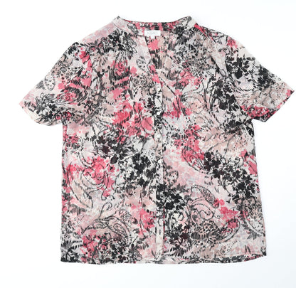 Womens UK Size 18 Kaliko Pink Basic Button-Up