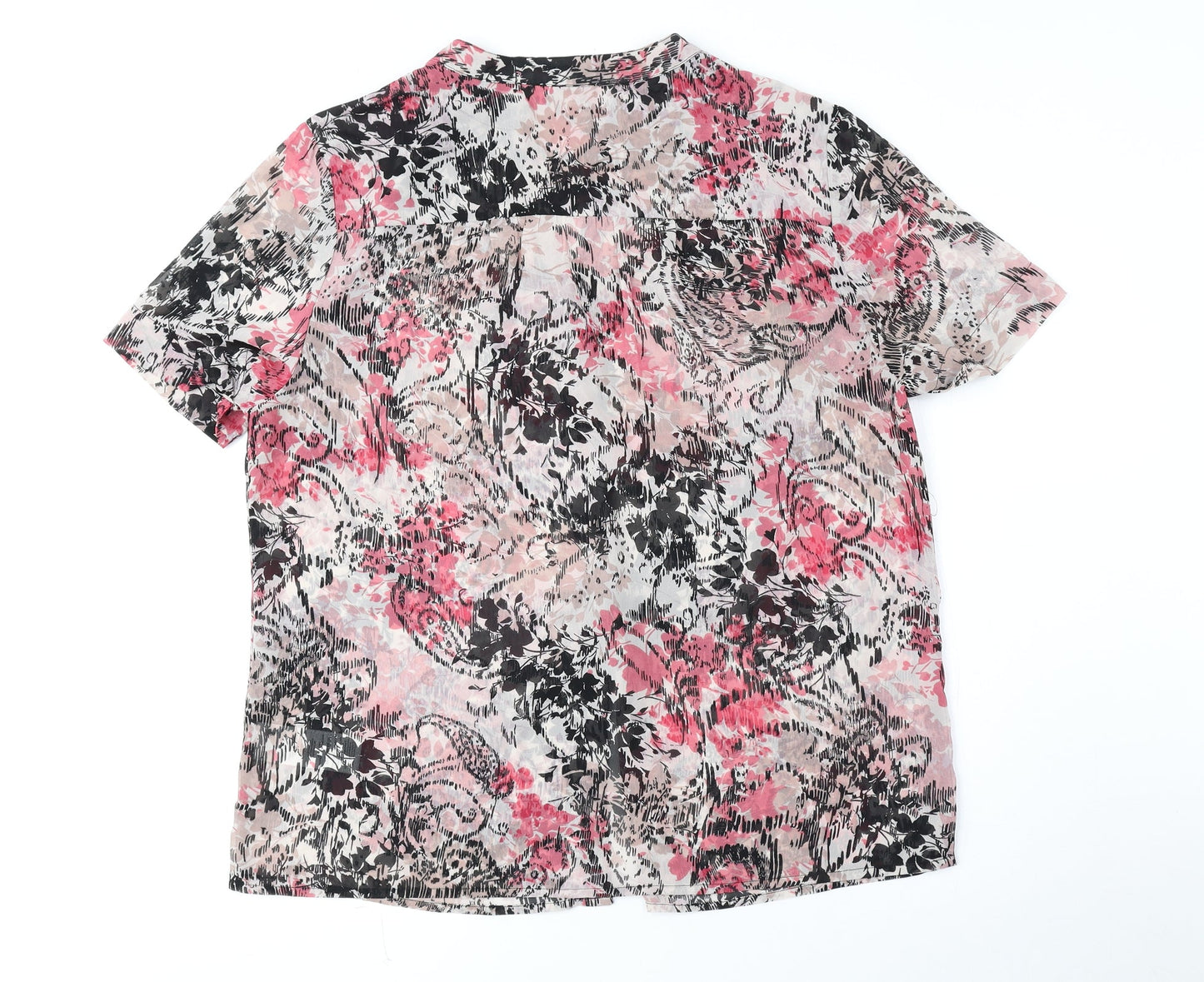 Womens UK Size 18 Kaliko Pink Basic Button-Up