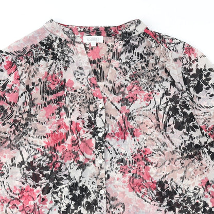 Womens UK Size 18 Kaliko Pink Basic Button-Up