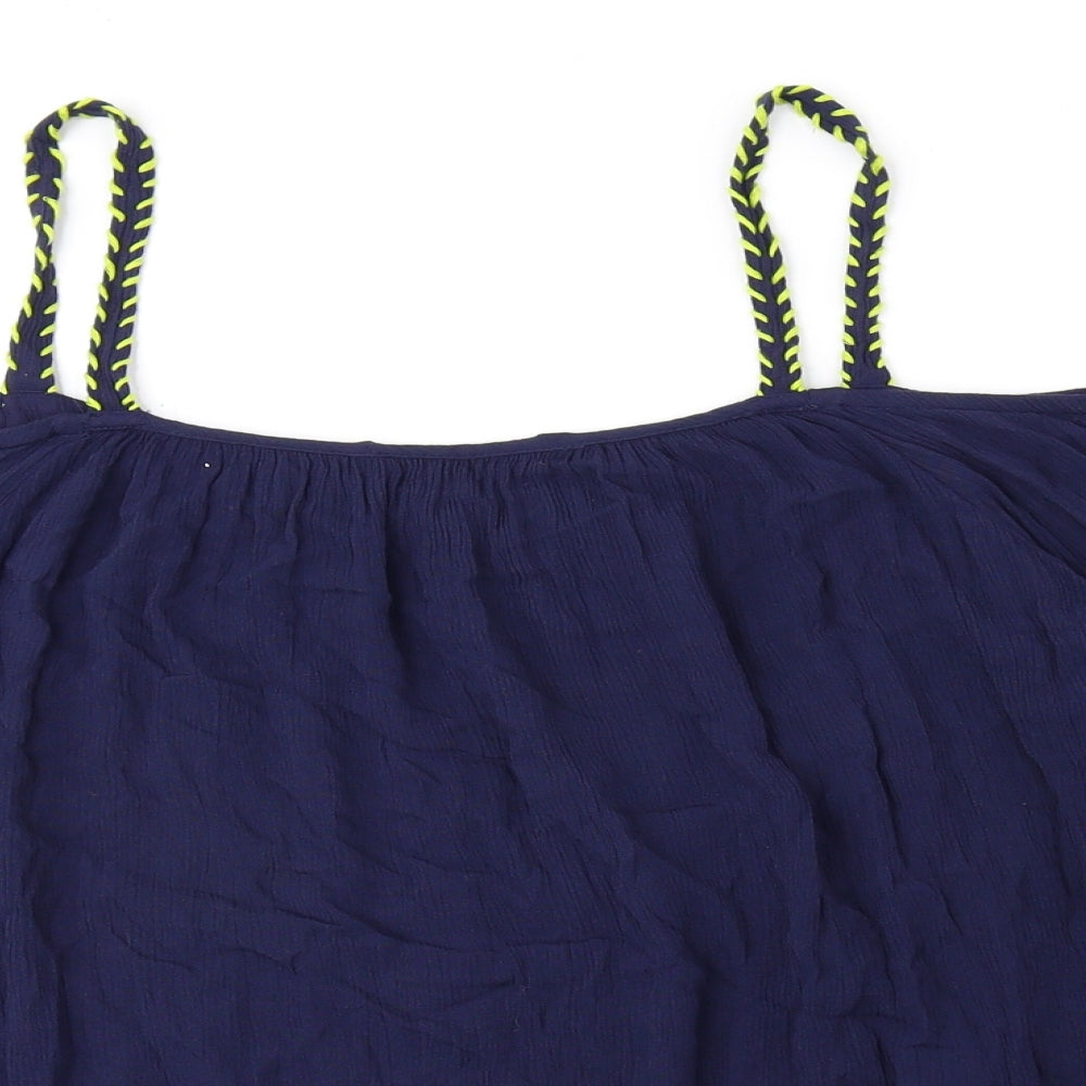 George Womens Blue Viscose Basic Blouse Size 10 Off the Shoulder