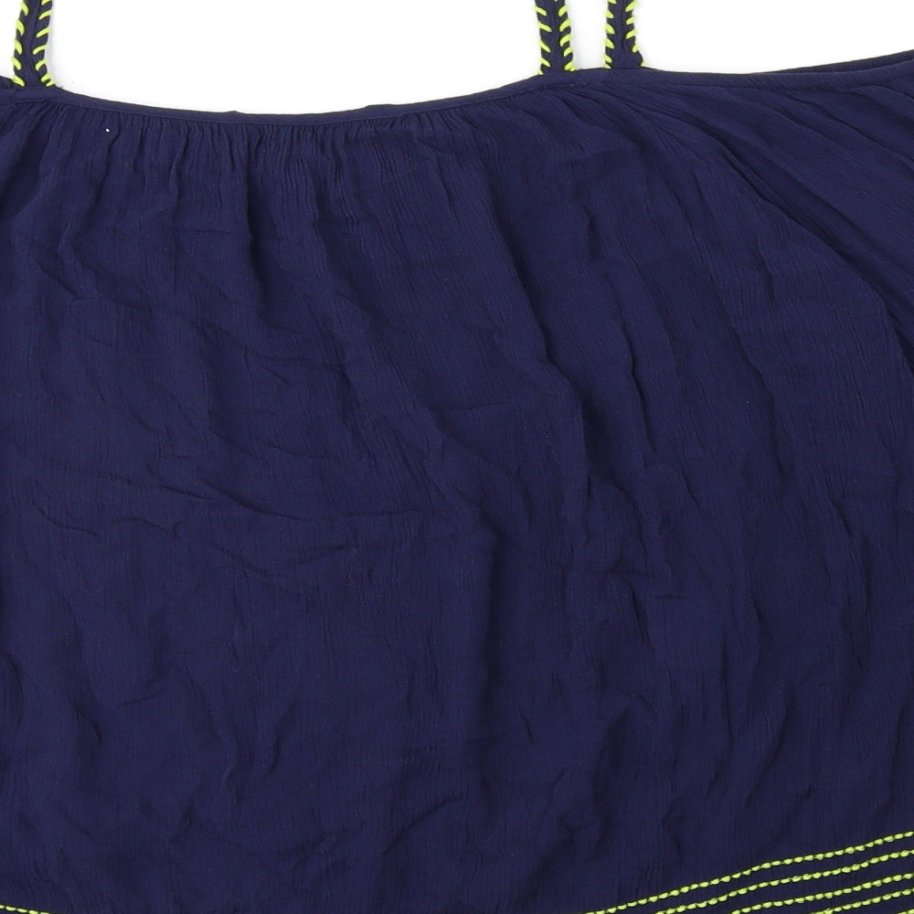 George Womens Blue Viscose Basic Blouse Size 10 Off the Shoulder