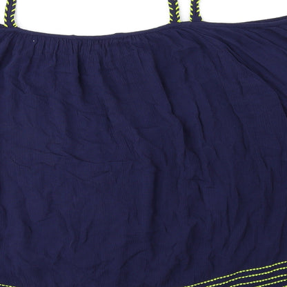 George Womens Blue Viscose Basic Blouse Size 10 Off the Shoulder