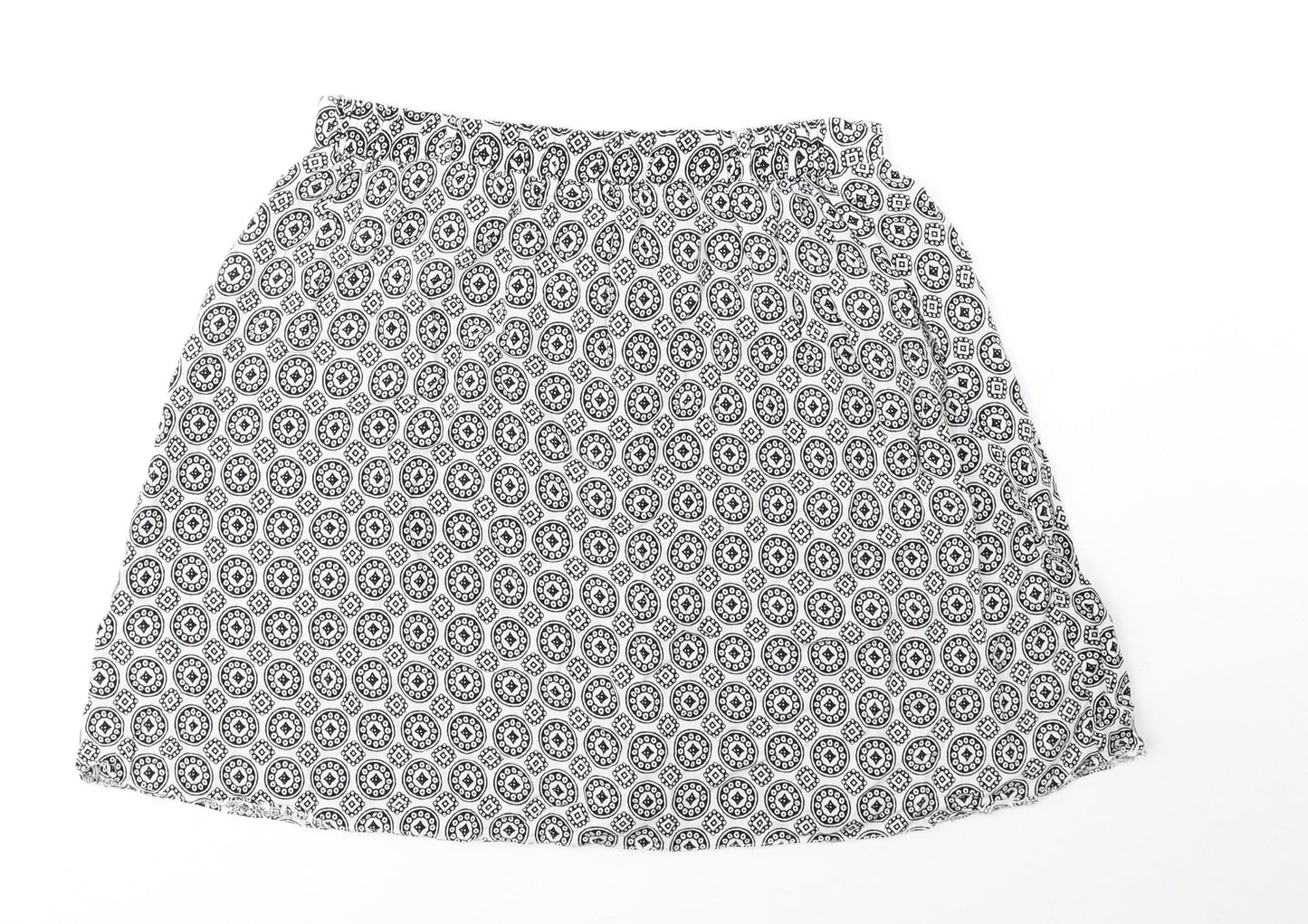 Atmosphere Womens White Geometric Viscose Mini Skirt Size 8 Button