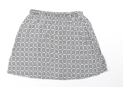 Atmosphere Womens White Geometric Viscose Mini Skirt Size 8 Button