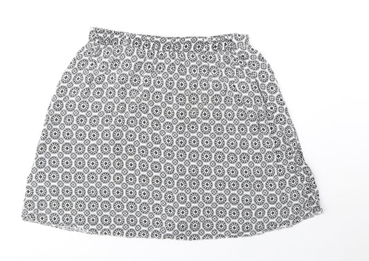 Atmosphere Womens White Geometric Viscose Mini Skirt Size 8 Button