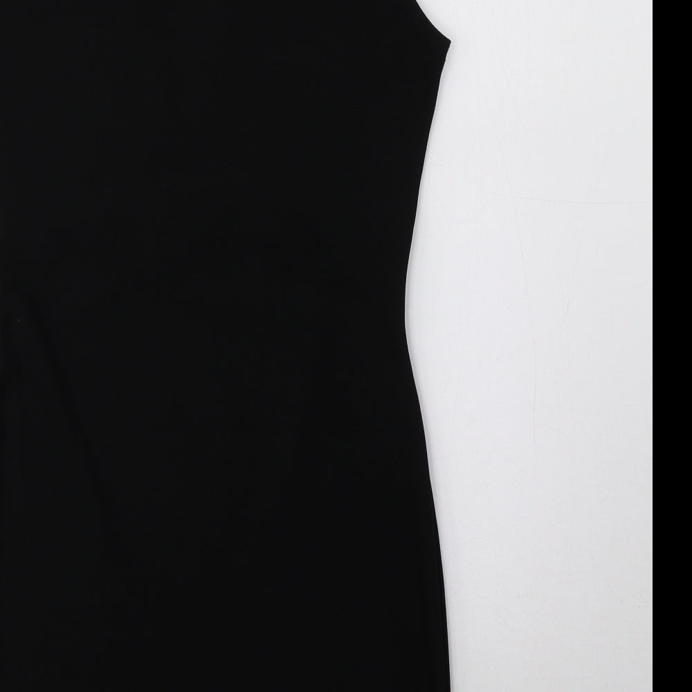 PRETTYLITTLETHING Womens Black Polyester Pencil Dress Size 10 V-Neck Pullover